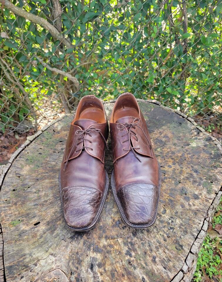 Ciro Schiano Brown Leather Oxfords: Cap Toe Dress Shoes  display picture 1