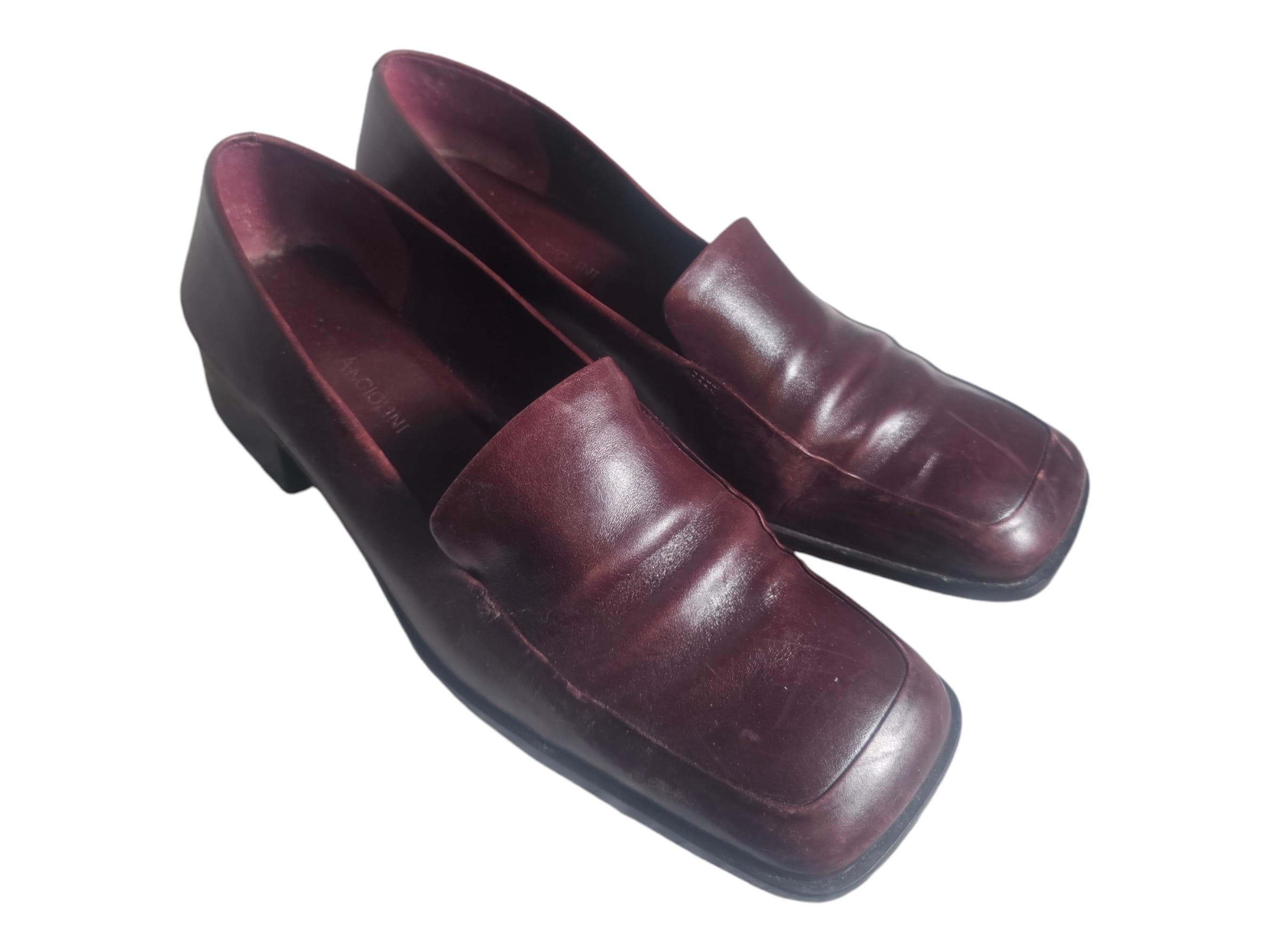 Enzo Angiolini Women Leather Square Toe Block Heel Loafer Size 7.5M Maroon NEW Enzo Angiolini Womens Sz 7.5M Shoes Burgund Leather Pump  main image 2