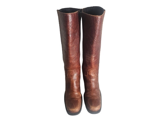 Nicole Maverick Brown Tall Riding Boots Braided D… - image 2