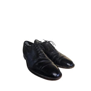 Men\'s Black Leather Dress Vintage-Style Oxfords with Textured Cap Toe size 10.5M Amazon.com | LLTMALL Men main image 3