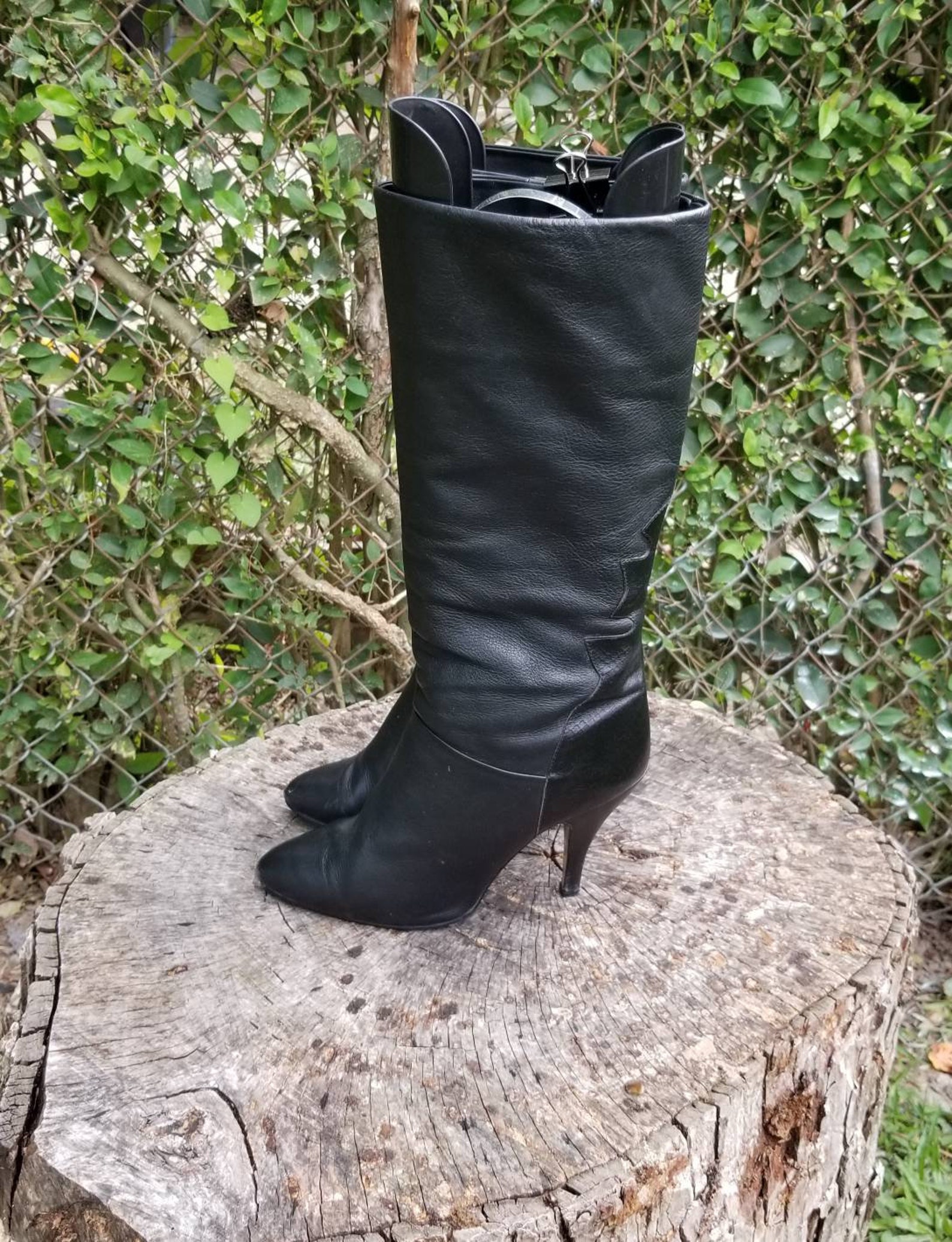 Women's Vintage Latinas Black Leather Boots/genuine - Etsy