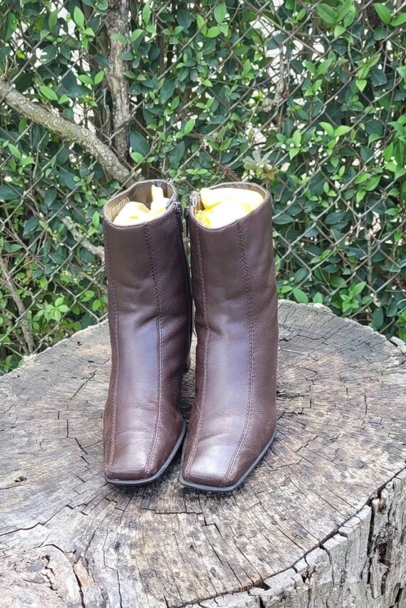 Vintage Ankle Zipper Boots by Ann Marino genuine Leather Ankle Booties 90s Style Size 8 Etsy