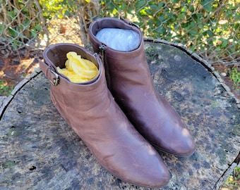 Botines de moda Dr. Scholl's para mujer, de punta cerrada, color marrón, de piel auténtica, estilo Y2K