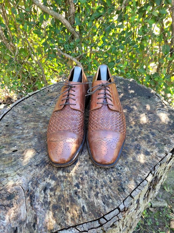 Men Vintage Leather Woven Detail Dress Shoes By J… - image 9