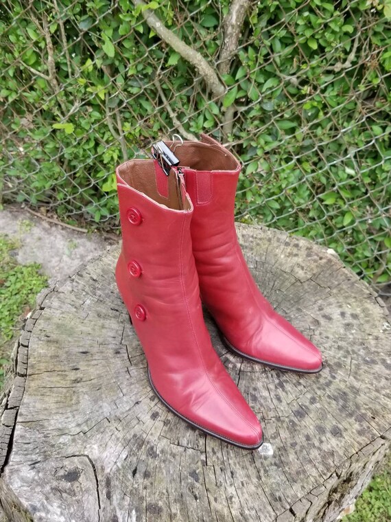 red ankle boots size 9