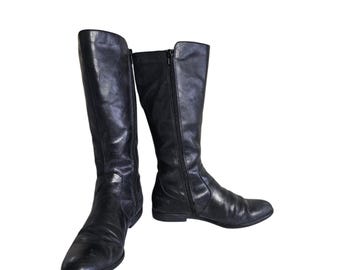 ボーンセージ ブラックレザーブーツ サイズ6