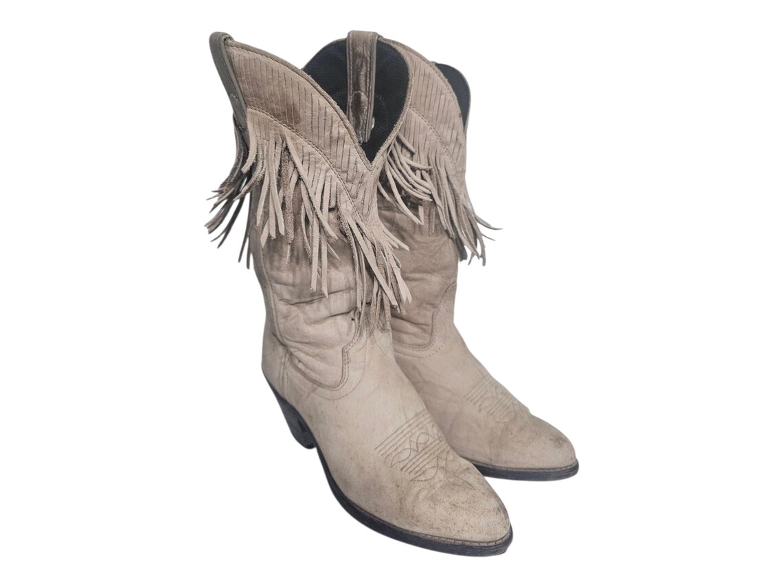 Vintage USA Rodeo Fringe Leather Suede Western Cowgirl Boots 6 M, photo 2 sur 5