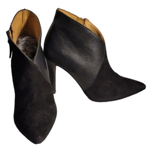 Gekrümmte Wildleder Stöckelschuhe / Wildleder Seitlicher Reißverschluss Größe 6 Made in Italien