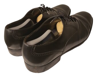 Vintage Stanley Blacker Black Leather Oxford Dress Shoes 