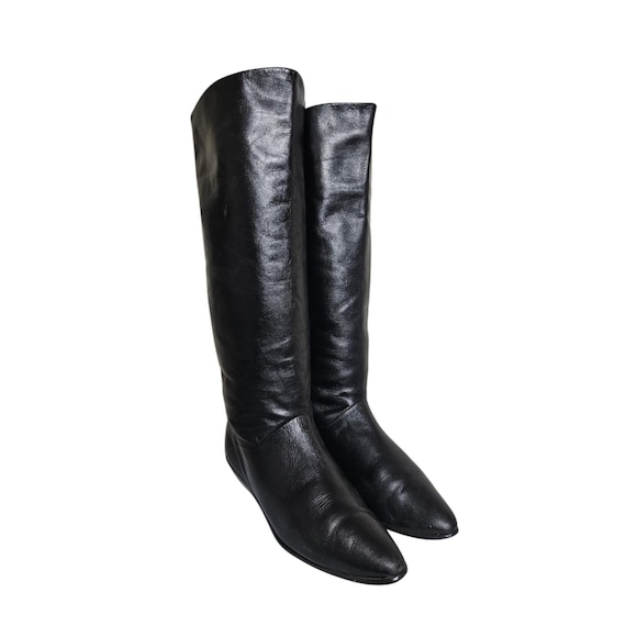 Vintage Connie Brandy Black Leather Boots Size 9.5B