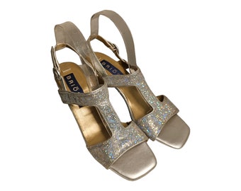 Sandalias de tacón alto Brioso plateadas con purpurina - Talla 8