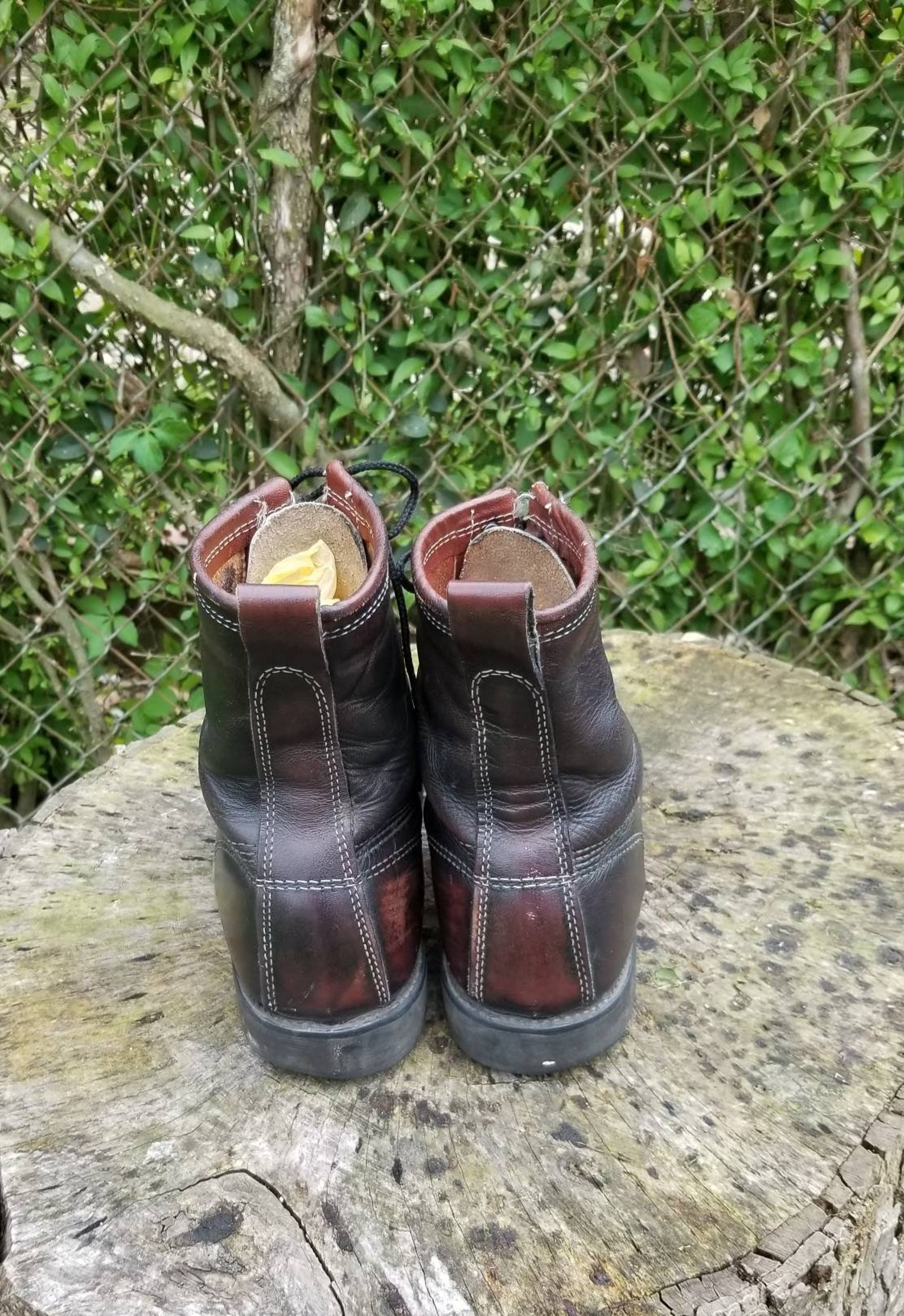 Texas Steer Made in USA Combat Boots Vintage Leather Barn | Etsy