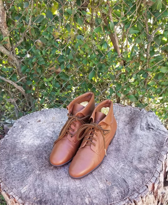 vintage genuine leather lace up boots