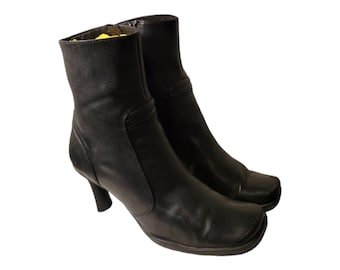 Vintage Victoria Spenser Schwarze Leder Stiefeletten - 90er Jahre Trendy Heels