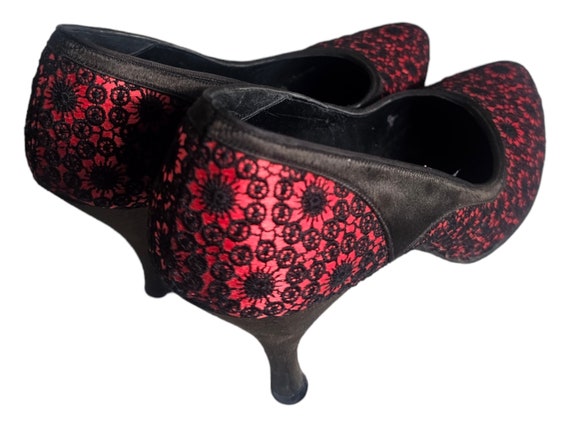 MARTINIQUE Custom Made Red and Black Fabric Pumps… - image 3
