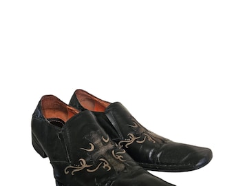 Mocassins Robert Wayne LANTERN Slip On Masculinos Tamanho 12 Pretos com Cruz de Lona
