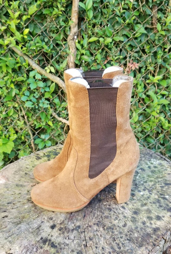 Vintage Chelsea Stretch Gore Chunky Platform Boot… - image 4