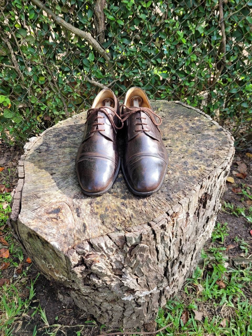 Vintage Ballys Brown Leather Oxford Dress Shoes - Men display picture 1