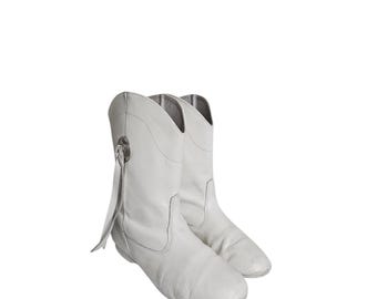 Botas de cuero blanco Happy Feet Drill Team, talla 8.5 M