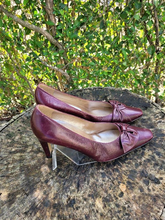 Vintage Women Leather Maroon Pumps By Proxy Size … - image 8