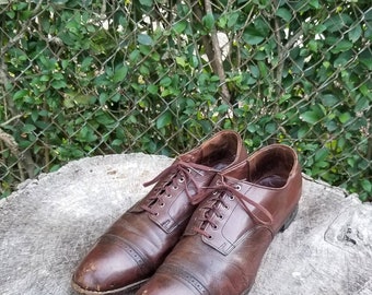 Größe 13 Vintage Wingtip Schuhe/Echtleder Oxford Bindeschuhe/1980er Jahre Stcy Adams