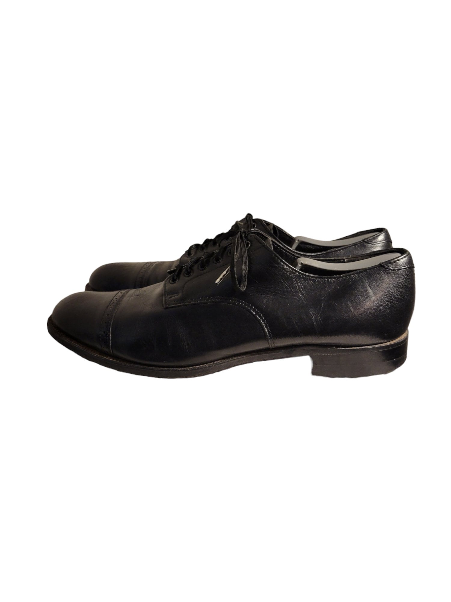 Vintage Stacy Adams Black Leather Oxfords - Cap Toe Dress 