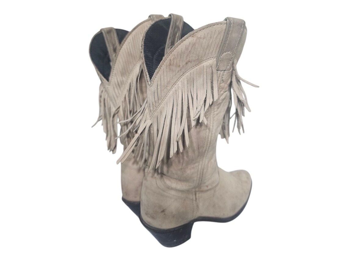 Vintage USA Rodeo Fringe Leather Suede Western Cowgirl Boots 6 M, photo 4 sur 5