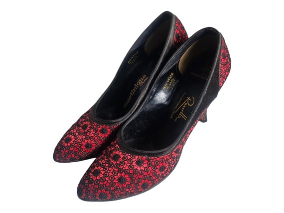 MARTINIQUE Custom Made Red and Black Fabric Pumps… - image 7