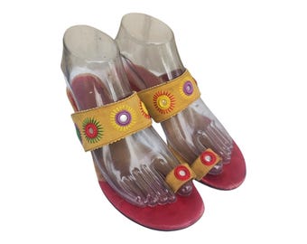 Vintage leren Donald Piliner sandalen met ringteen maat 6/Boho City meisjessandalen