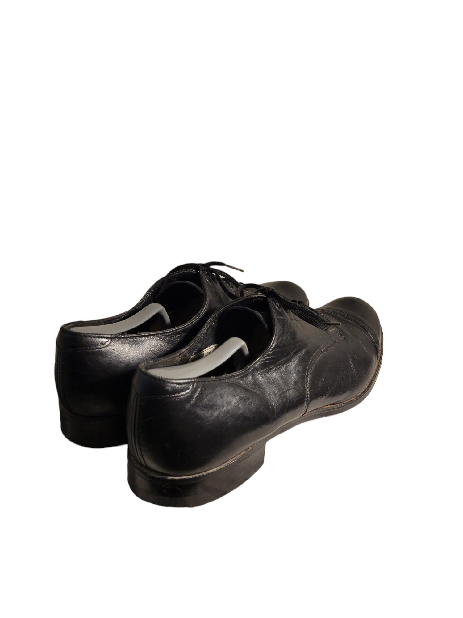 Vintage 80’s STACY ADAMS Black Leather Toe Cap Detail Oxfords Mens Size 12 E2 Black Stacy Adams Mens Waltham Cap Toe Oxford | Rack Room Shoes main image 3