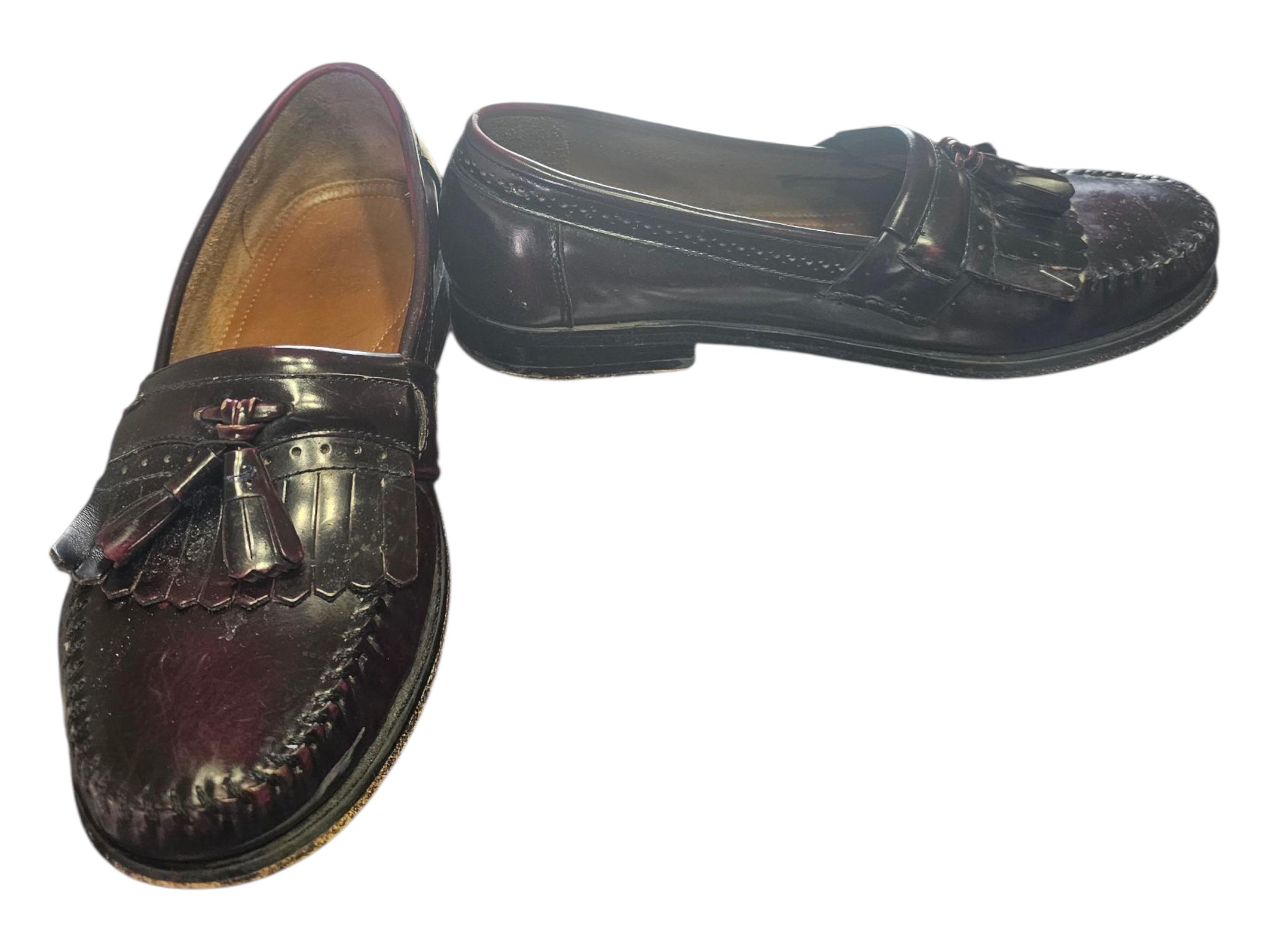 G.H. Bass & Co. Weejuns Frazier Men\'s Brown Leather Kiltie Tassel Loafer Shoe GH Bass Weejuns Leather Loafers Men 8.5D Wine Burgundy  main image 3