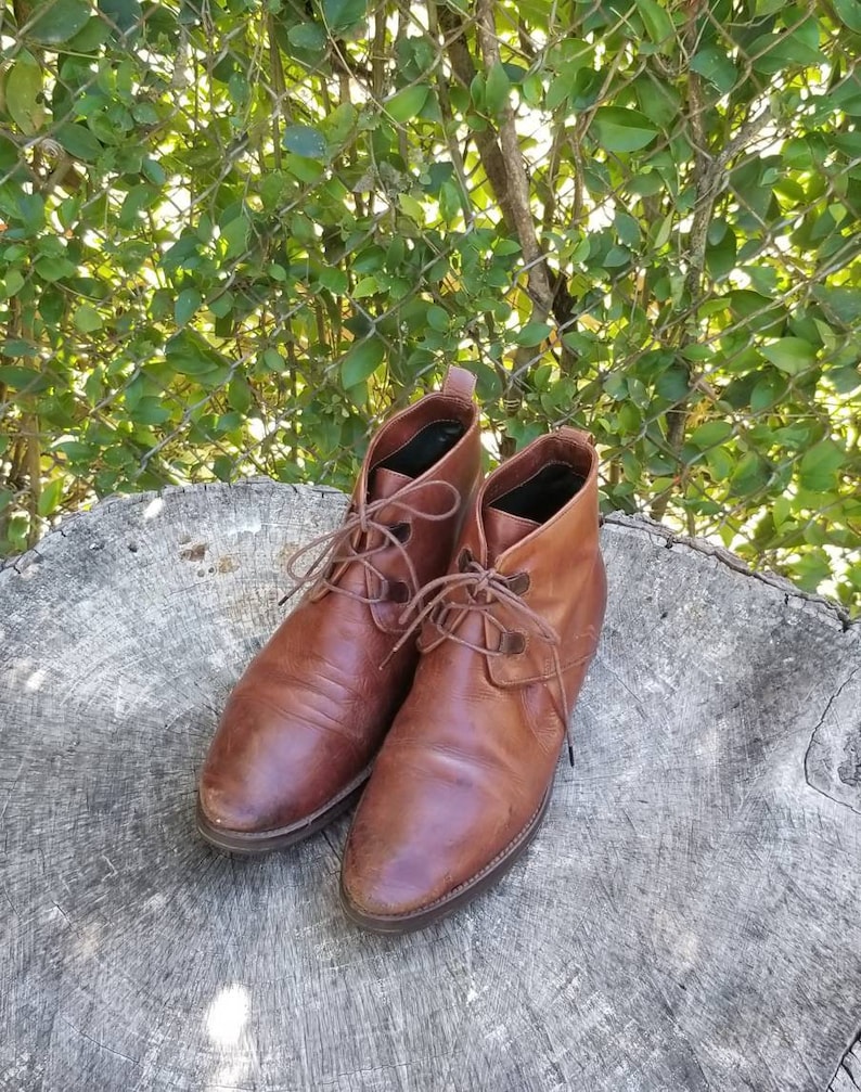 vintage genuine leather lace up boots