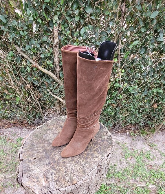 Women Vintage Suede Brown Tall Pull on Riding Boots by Flingo Size 8.5 women Suede Boots women Riding Boots Etsy Ireland
