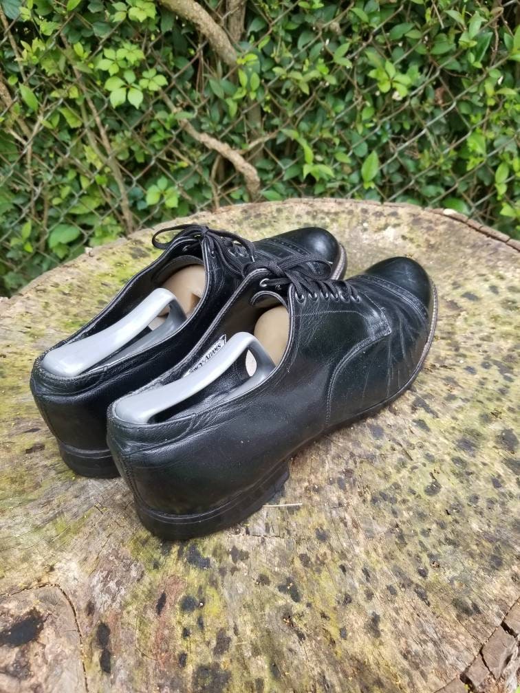 Vintage STACY ADAMS Black Leather Cap Toe Dress Shoes (sz 9 D) - Etsy