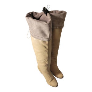 Vintage Zodiac 18” wysokie zamszowe/skórzane buty Western Diva modne brązowe damskie buty miejskie boho 6,5 m/wysokie za kolano