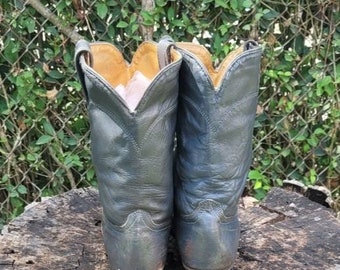 Vintage Wrangler Western Boots: Grey Leather Roper Boots  display picture 3
