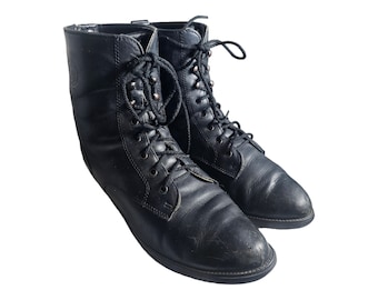 Regence Mujer Talla 10 B Cordones De Cuero Negro Tobillo Botas De Moda Botín