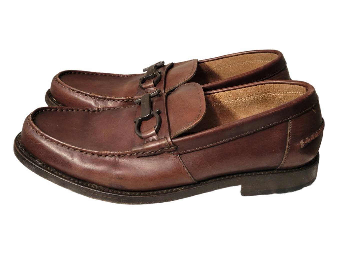 Men’s Ferragamo Brown Leather Loafers Size 8D Dress Shoes Loafer with Gancini detail - Men | Ferragamo main image 3
