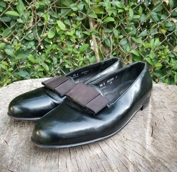 Sz 9.5 Vintage Tuxedo Shoes/ Patent Leather Shoes/
