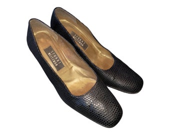 Stuart Weitzman Grayish Black Leather Snake Skin Embossed Heeled Pumps Shoes Size 9