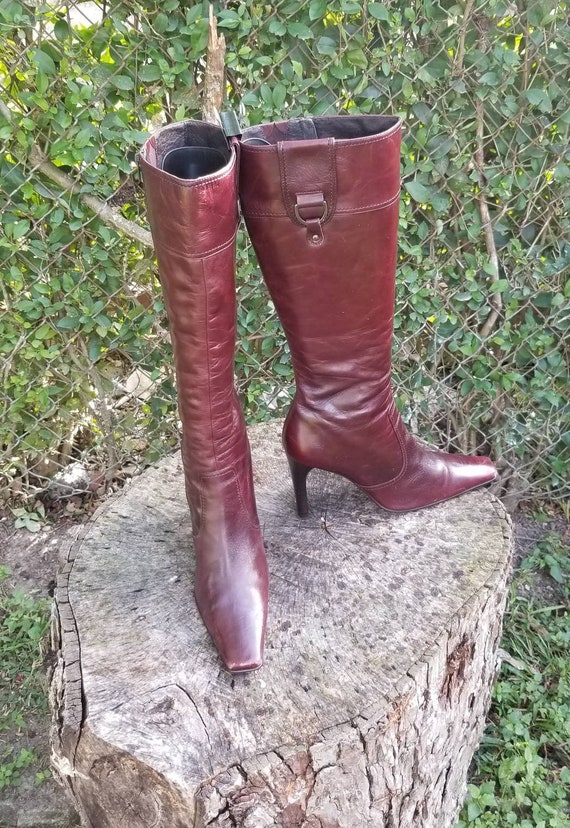 Vintage Aldo Burgundy Tall Leather Boots/Genuine L