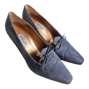 Rare Vintage Bally Switzerland Bowtie Gray Suede Shoes Italy Size 8.5 US