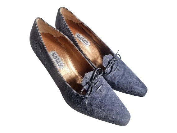 Rare Vintage Bally Switzerland Bowtie Gray Suede Shoes Italy  display picture 3