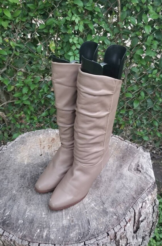 Sz. 8 Vintage Slouchy Mid-Calf Boots/Genuine Leath