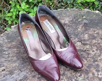 Vintage Size 6 Italian Made Shoes By Jean Marie/High Heel Purple Pumps 80s Vintage