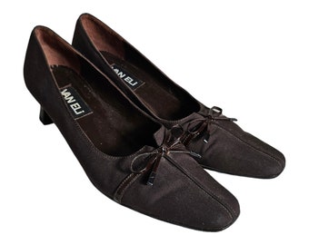 Vintage Women Suede Pumps By Vaneli Size 7.5S/Women Suede Shoes/ Women Stacked Kitten Heels
