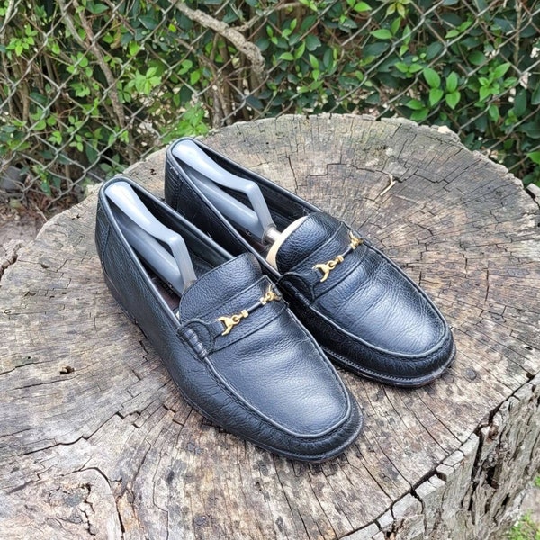 Florsheim Men's Loafer Black Leather/ Moc Toe Horse Bit Slip On Shoes/