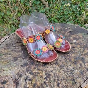 Fendi 1990's Vintage Painted Wood Sandals Size 6.5 Colorful Good Condition Shoes Womens Shoes Sandals Slingbacks & Slides 