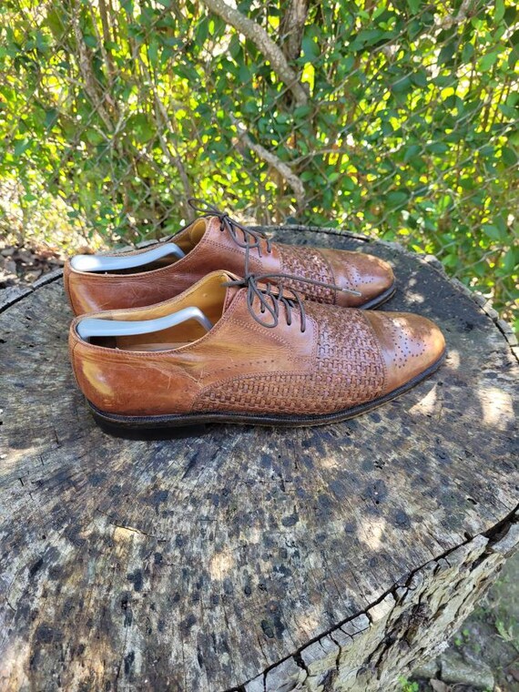 Men Vintage Leather Woven Detail Dress Shoes By J… - image 6