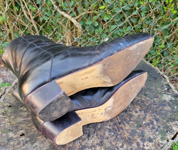 Men Vintage Black Leather Ankle Boots by Giorgio Brutini Size 13M/ Men Designer Beatles Boots with Zipper